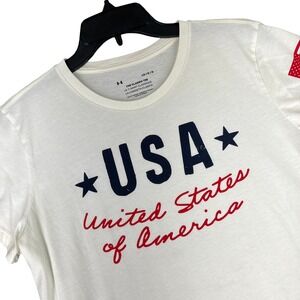 Under Armour Freedom American Flag  T-Shirt USA Graphic Sleeve Athletic Womens L
